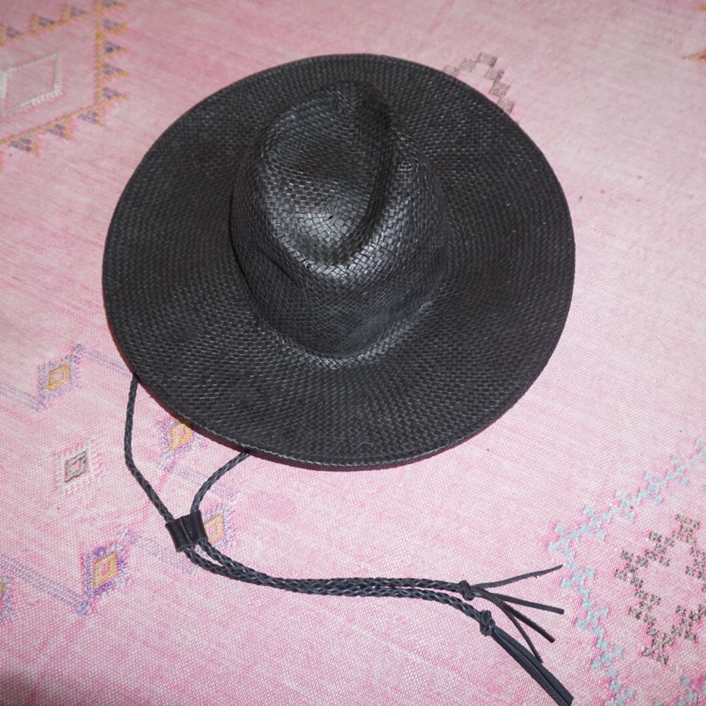 Madewell Black Straw wise brim hat